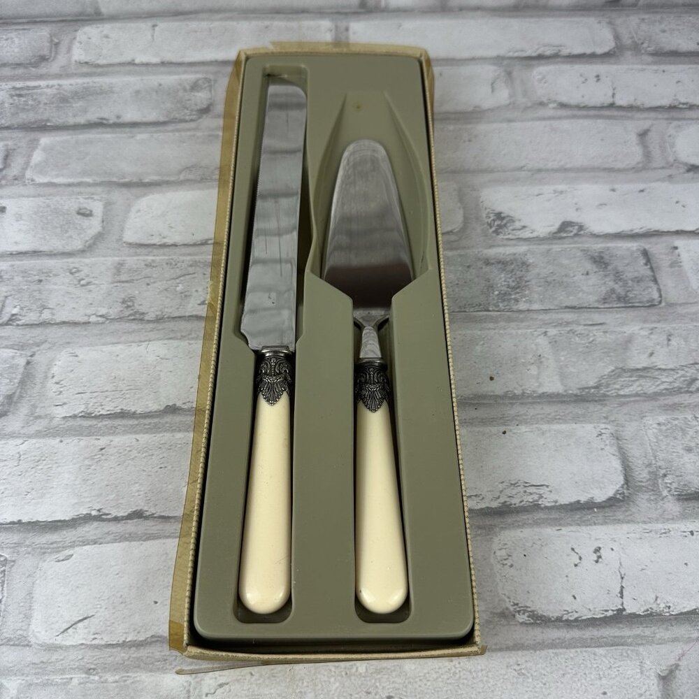 Inox Napoleon Godinger Ivory Tone 2pc Cake Serving Set Italy